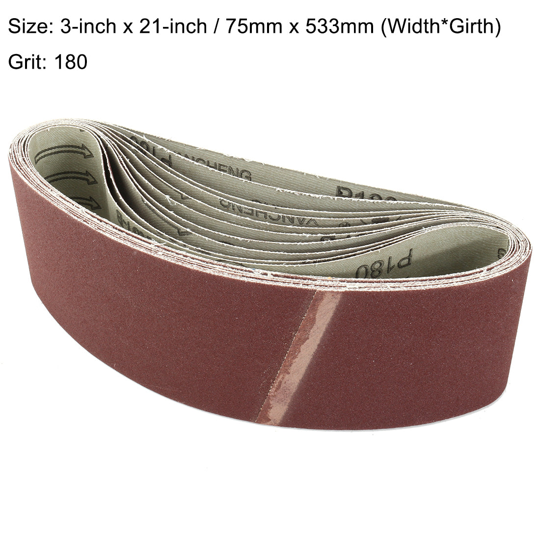Harfington 3-Inch x 21-Inch Aluminum Oxide Sanding Belt Lapped Joint 10pcs