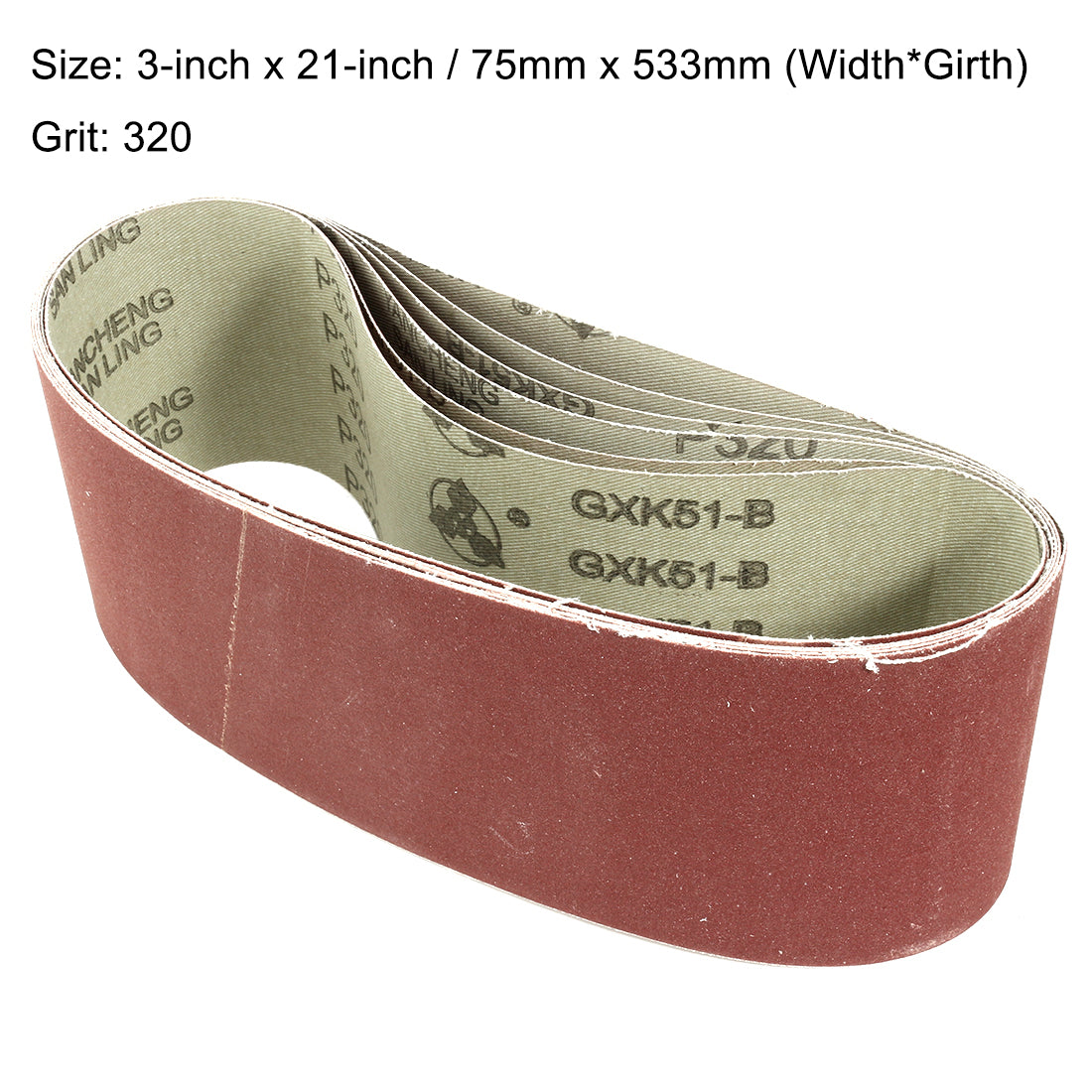 Harfington 3-Inch x 21-Inch Aluminum Oxide Sanding Belt Lapped Joint 6pcs