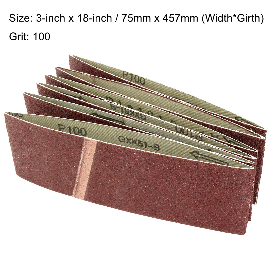 Harfington 3-Inch x 18-Inch Aluminum Oxide Sanding Belt Lapped Joint 6pcs