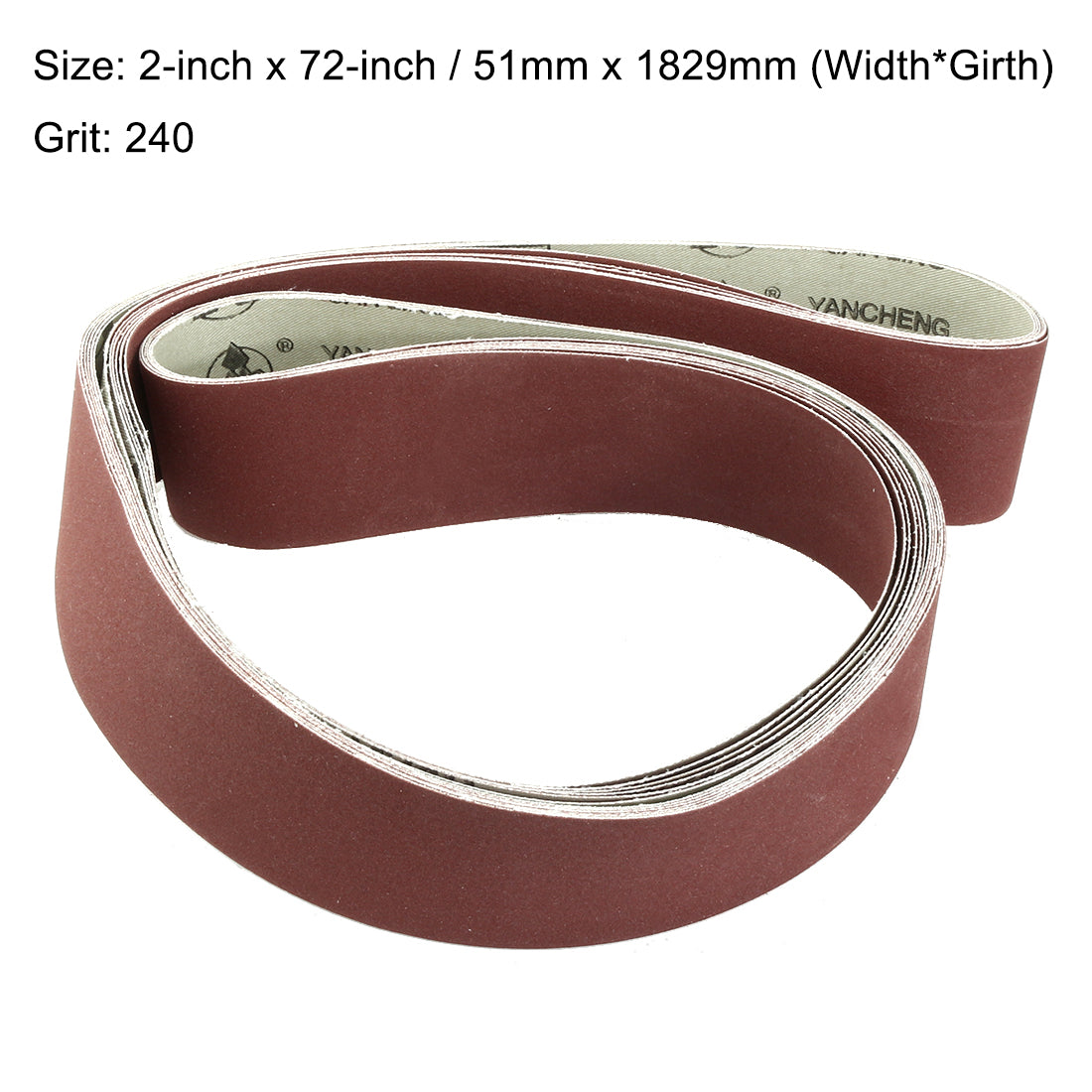 Harfington 2-Inch x 72-Inch Aluminum Oxide Sanding Belt 240 Grits Lapped Joint 6pcs