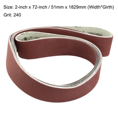Harfington 2-Inch x 72-Inch Aluminum Oxide Sanding Belt 240 Grits Lapped Joint 6pcs