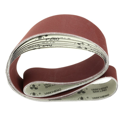 Harfington 2-Inch x 72-Inch Aluminum Oxide Sanding Belt 240 Grits Lapped Joint 6pcs
