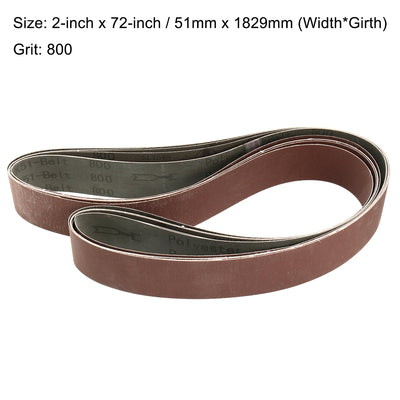 Harfington 2-Inch x 72-Inch Aluminum Oxide Sanding Belt 800 Grits Flush Joint 6pcs