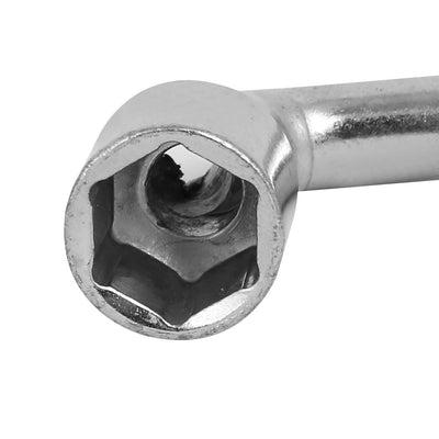 Harfington 13mm 1/2-inch Socket Metal L Shaped Double Ended Hex Spanner Wrench Silver Tone
