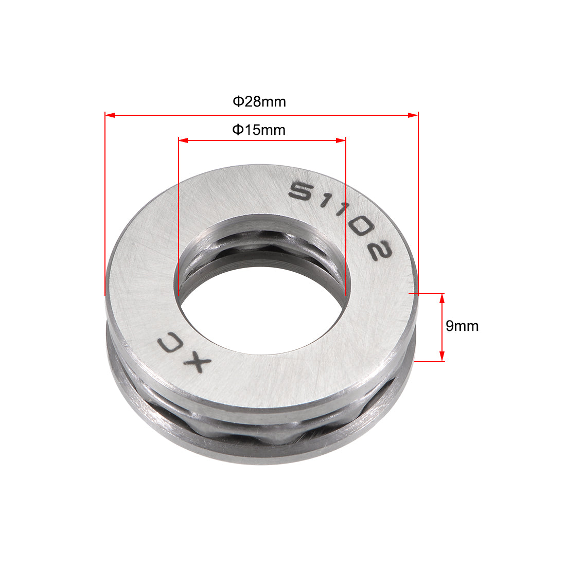 Harfington 15mmx28mmx9mm Single Row Thrust Ball Bearing 51102 2pcs