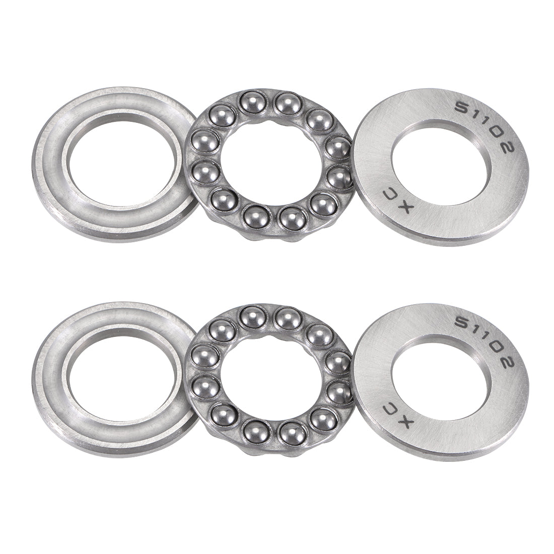 Harfington 15mmx28mmx9mm Single Row Thrust Ball Bearing 51102 2pcs