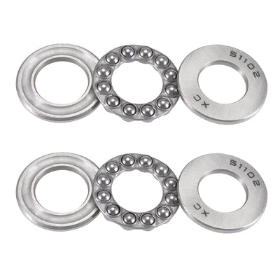 Harfington 15mmx28mmx9mm Single Row Thrust Ball Bearing 51102 2pcs