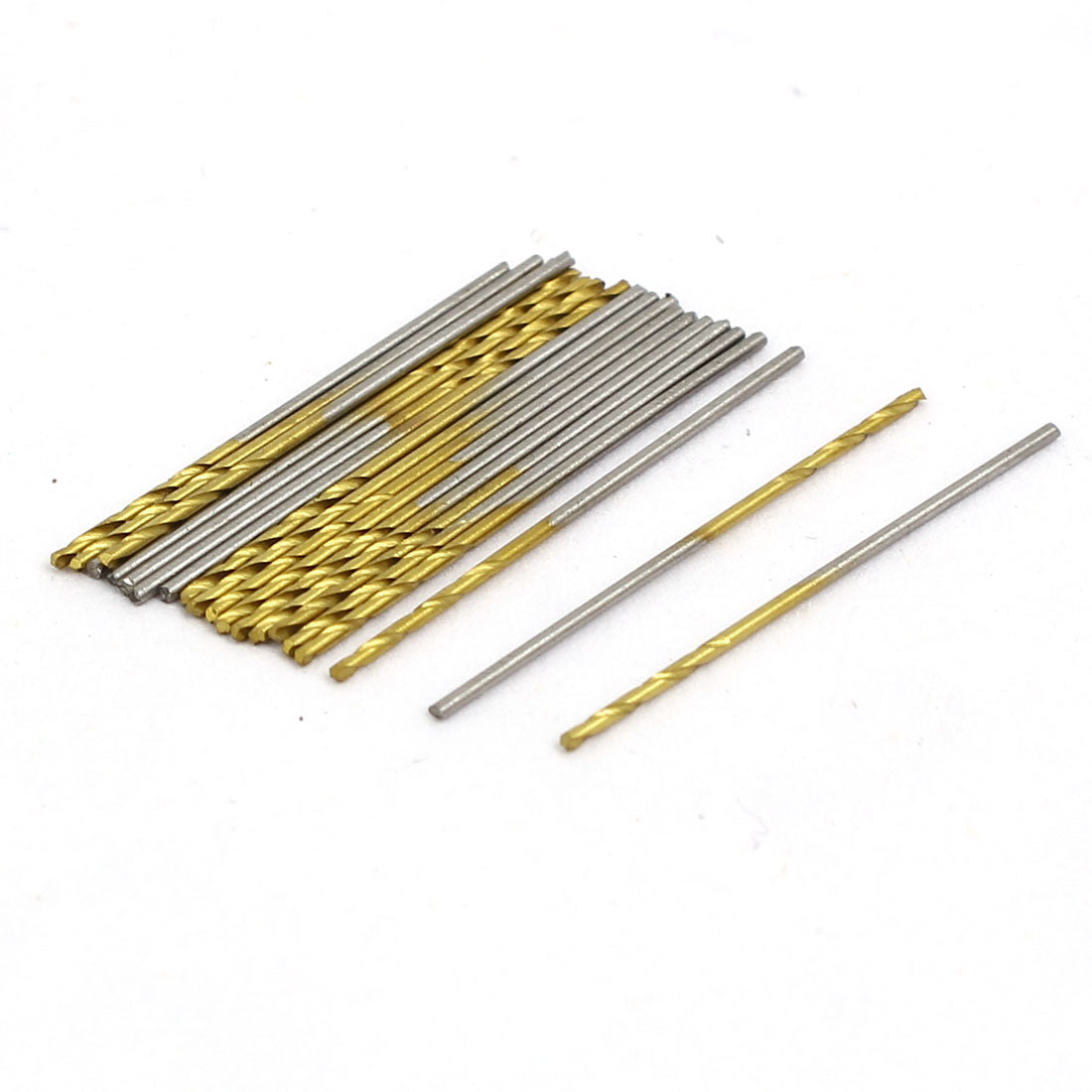 Harfington 0.7mm Dia 28mm Length Titanium Plated 2-Flute Straight Shank Twist Drill Bit 20pcs