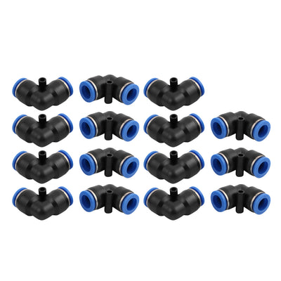 Harfington 15Pcs 12mm Dia L Type Tube Hose Pneumatic Air Quick Fitting Push In Connector