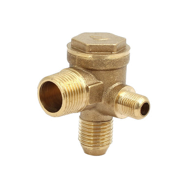 Harfington 16mmx14mmx10mm Male Threaded Brass Air Gas Compressor Check Valve Gold Tone