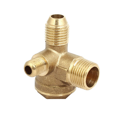 Harfington 16mmx14mmx10mm Male Threaded Brass Air Gas Compressor Check Valve Gold Tone