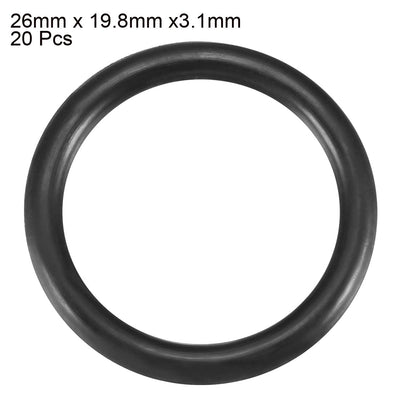Harfington Nitrile Rubber O-Rings, Metric Buna-N Sealing Gasket, Black, Pack of 20