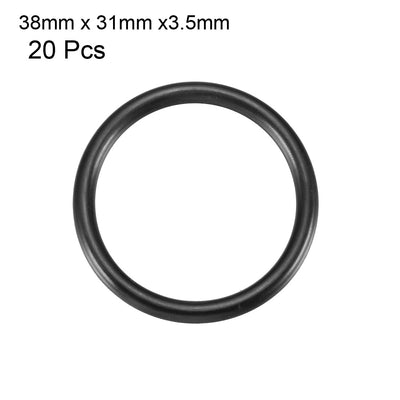 Harfington Nitrile Rubber O-Rings, Metric Buna-N Sealing Gasket, Black, Pack of 20