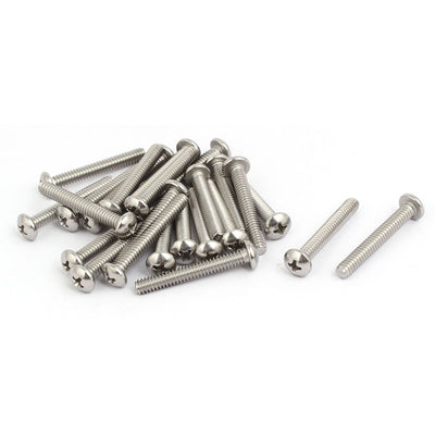 Harfington 10#-24x1-3/8-inch 304 Stainless Steel Phillips Pan Head Machine Screw Bolt 25pcs