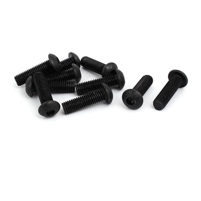 Harfington 10 Pcs M10x35mm Thread 10.9 Grade Carbon Steel Button Head Hex Socket Screw Bolt
