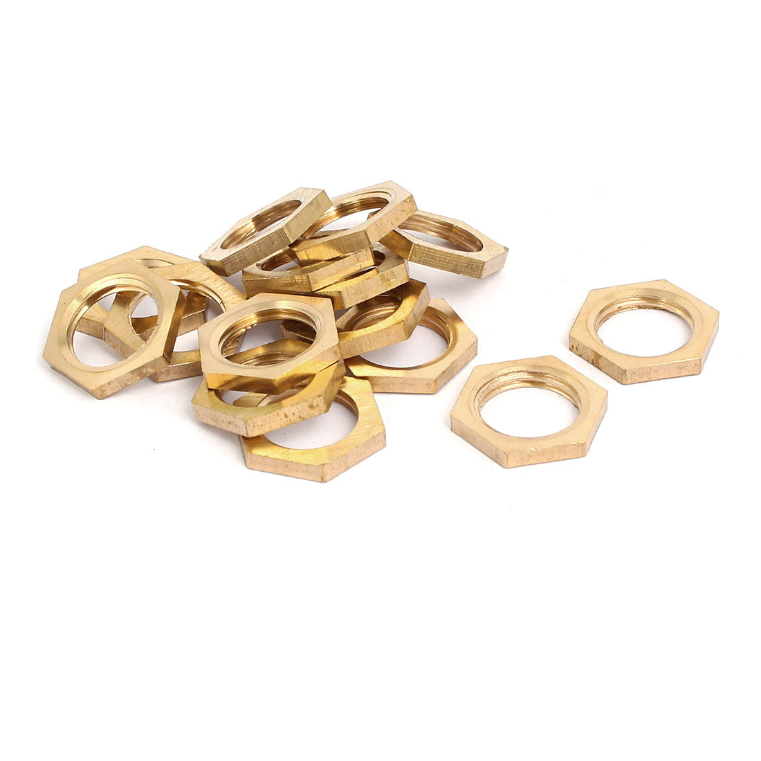 Harfington 15 Pcs 1/4BSP Female Thread Brass Hex Nut Pipe Fitting Locknut
