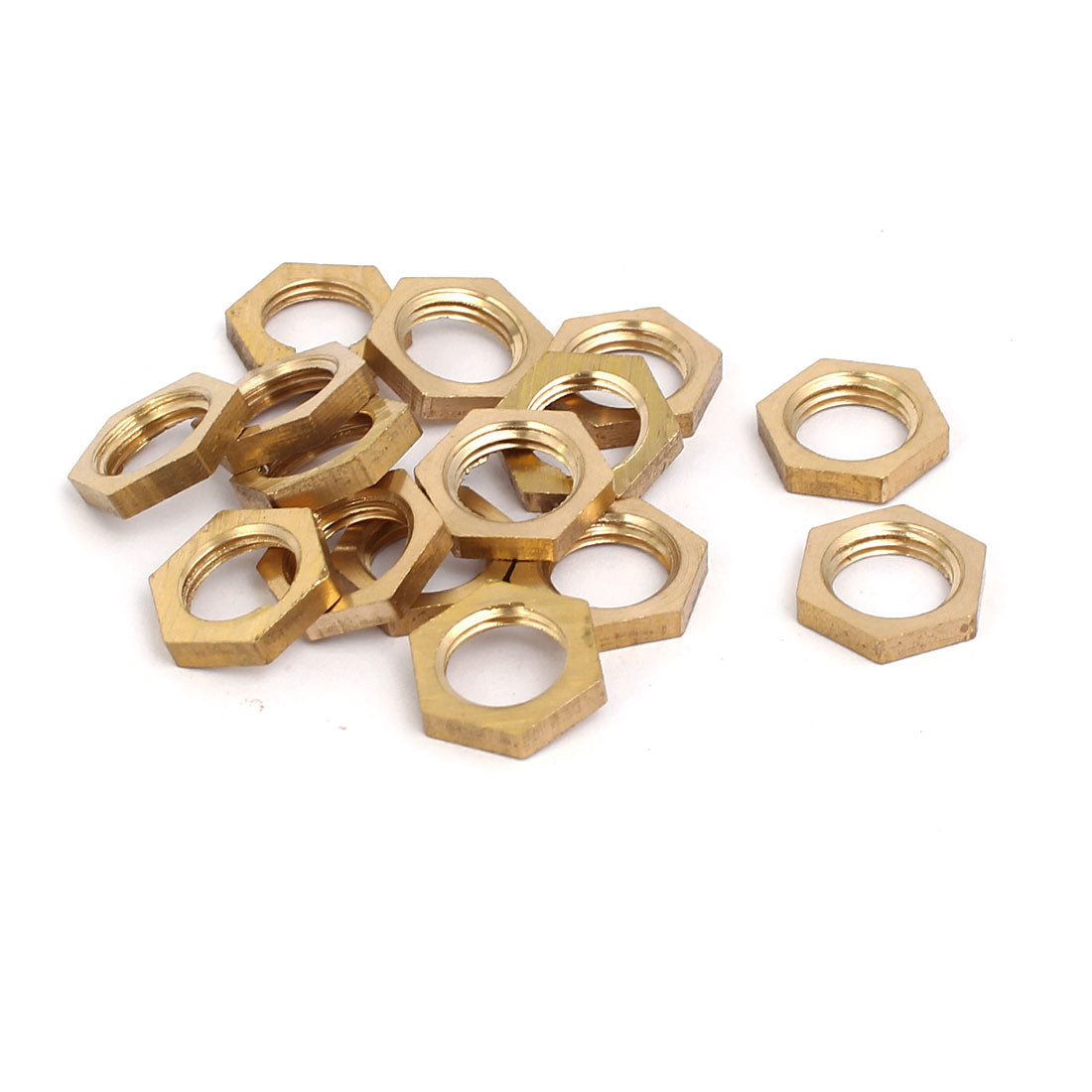 Harfington 15 Pcs 1/8BSP Female Thread Brass Hex Nut Pipe Fitting Locknut