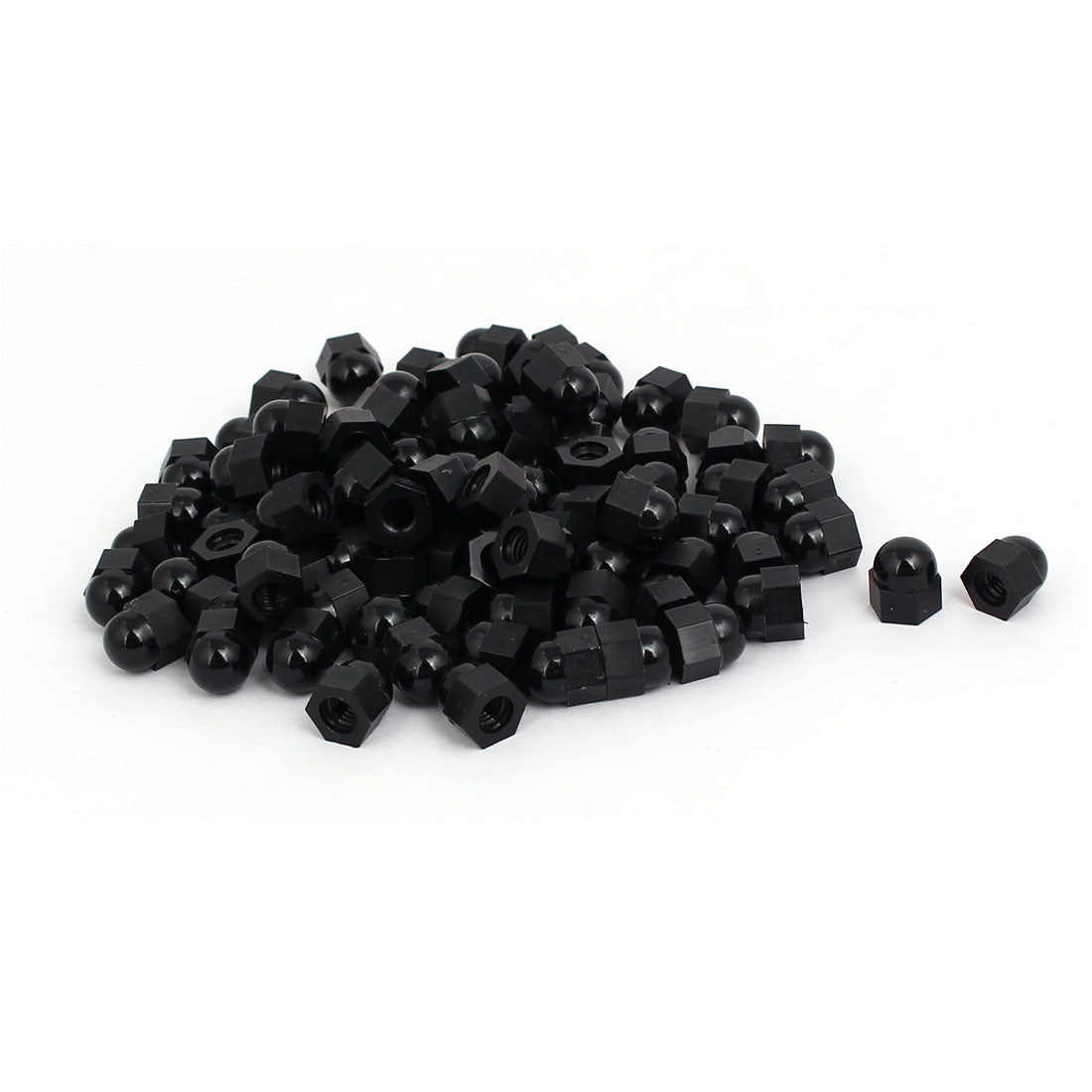 Harfington M4 Female Thread Nylon Hex Domed Cap Acorn Nuts Black 100pcs