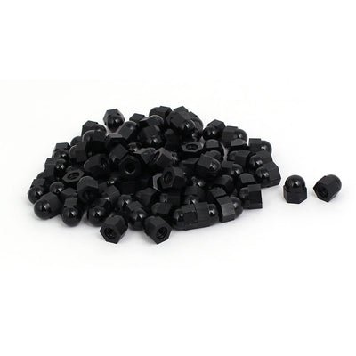 Harfington M4 Female Thread Nylon Hex Domed Cap Acorn Nuts Black 100pcs