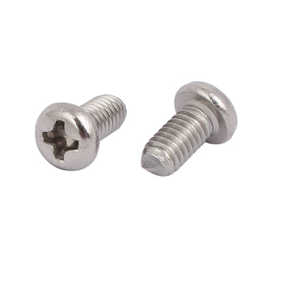 Harfington M4x8mm Thread 304 Stainless Steel Phillips Round Pan Head Machine Screws 100pcs