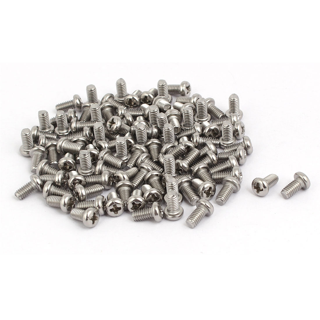 Harfington M4x8mm Thread 304 Stainless Steel Phillips Round Pan Head Machine Screws 100pcs