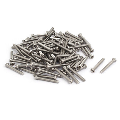Harfington M4 x 30mm 304 Stainless Steel Phillips Round Head Machine Screws Bolt 100pcs