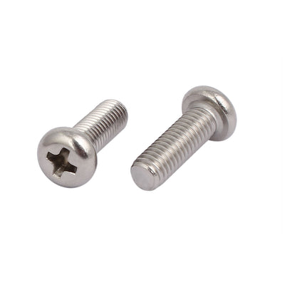 Harfington M5 x 15mm 304 Stainless Steel Phillips Round Head Machine Screws Bolt 50pcs