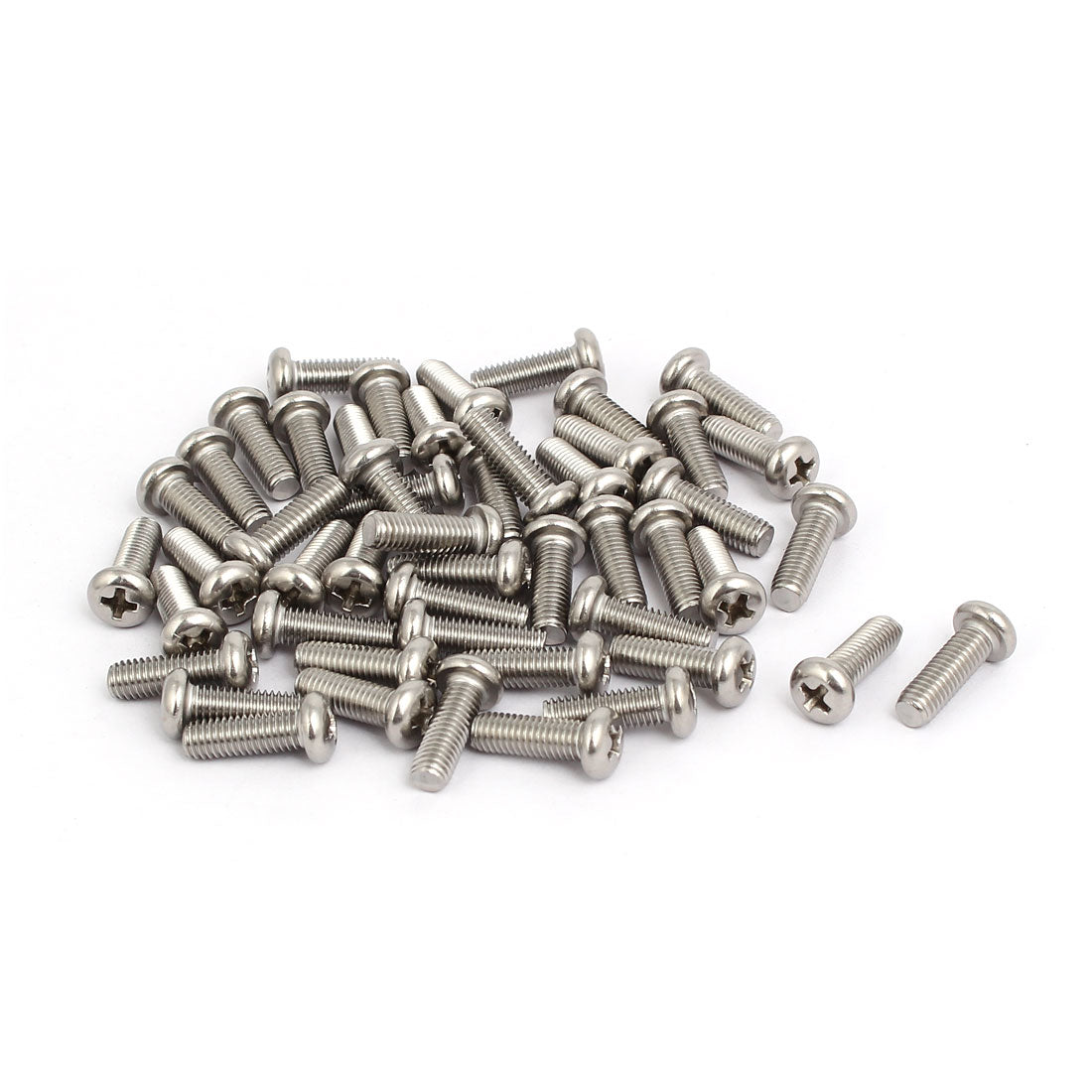 Harfington M5 x 15mm 304 Stainless Steel Phillips Round Head Machine Screws Bolt 50pcs