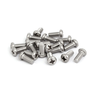 Harfington M6 x 14mm 304 Stainless Steel Phillips Round Head Machine Screws Bolt 20pcs