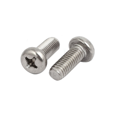 Harfington M8 x 20mm 304 Stainless Steel Phillips Round Head Machine Screws Bolt 10pcs