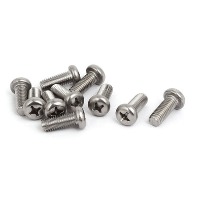 Harfington M8 x 20mm 304 Stainless Steel Phillips Round Head Machine Screws Bolt 10pcs