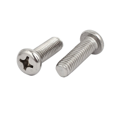 Harfington M8 x 25mm 304 Stainless Steel Phillips Round Head Machine Screws Bolt 20pcs
