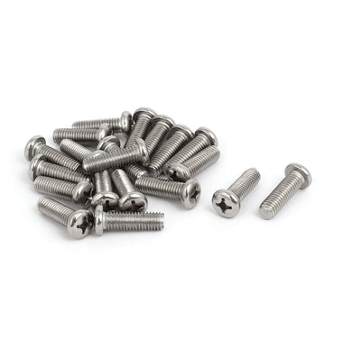 Harfington M8 x 25mm 304 Stainless Steel Phillips Round Head Machine Screws Bolt 20pcs