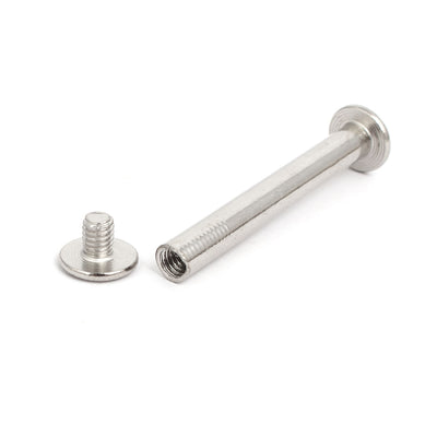 Harfington 5mmx40mm Binding Chicago Screw Posts Barrel Nuts Docking Rivets Silver Tone 4pcs