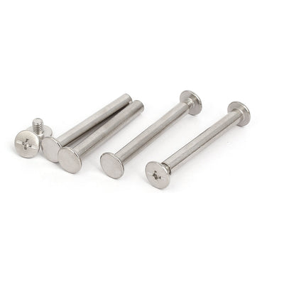 Harfington 5mmx40mm Binding Chicago Screw Posts Barrel Nuts Docking Rivets Silver Tone 4pcs