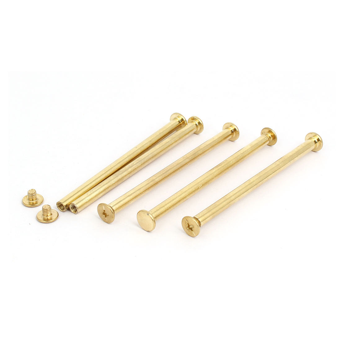 Harfington 5mmx80mm Binding Chicago Screw Posts Nuts Docking Rivets Brass Tone 5pcs
