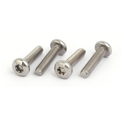 Harfington M6x25mm 304 Stainless Steel Button Head Torx Socket Cap Screws Fasteners 4pcs