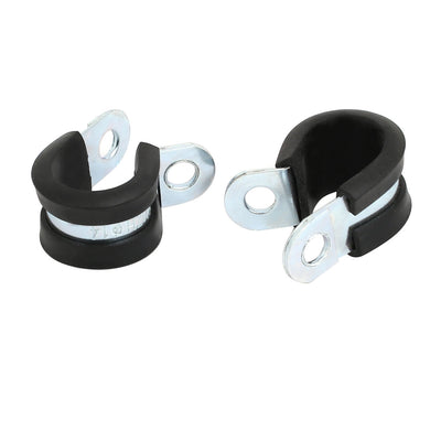 Harfington 14mm Dia EPDM Lined R Shaped Zinc Plated Stainless Steel Pipe Clip Cable Clamp 10pcs