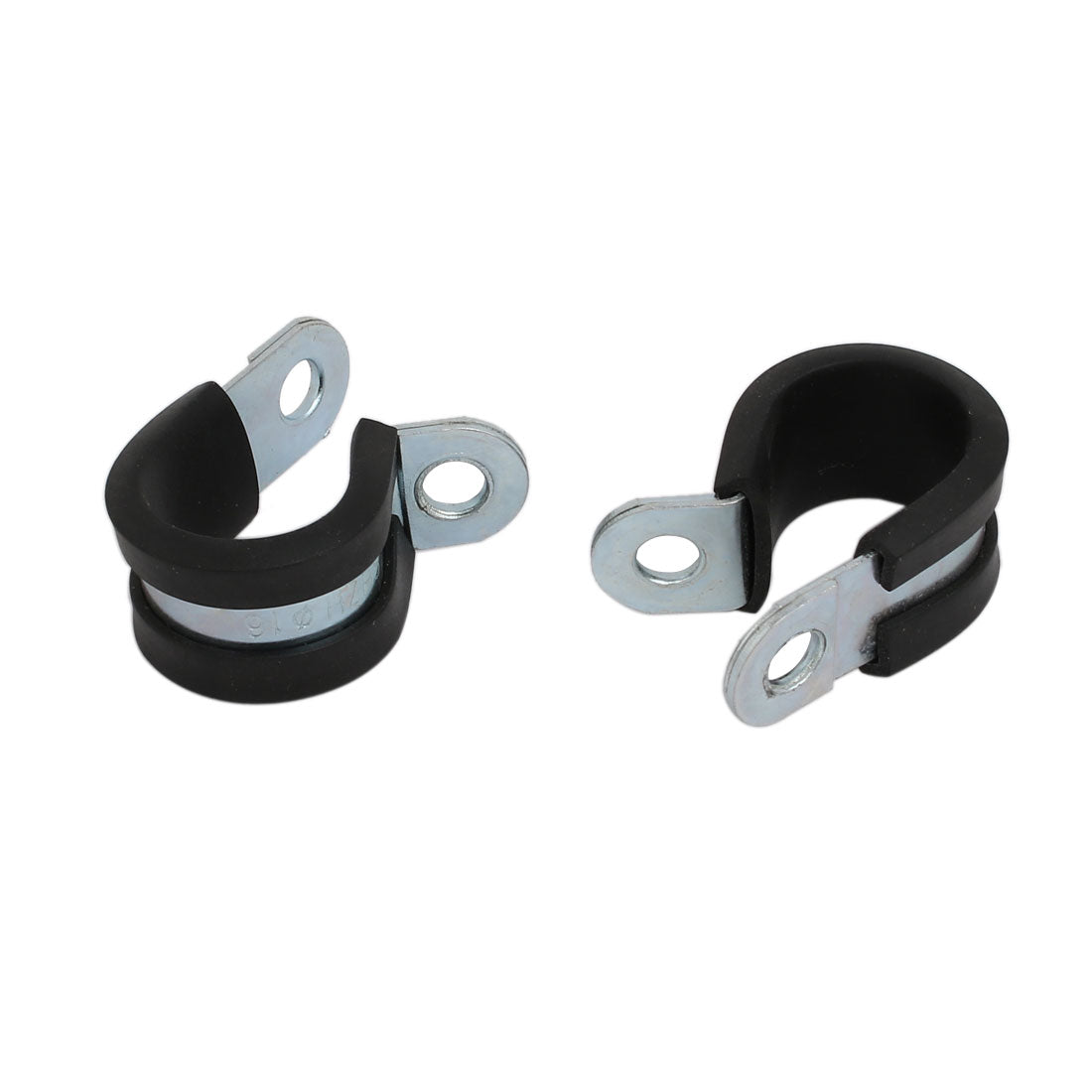 Harfington 16mm Dia EPDM Lined R Shaped Zinc Plated Stainless Steel Pipe Clip Cable Clamp 10pcs