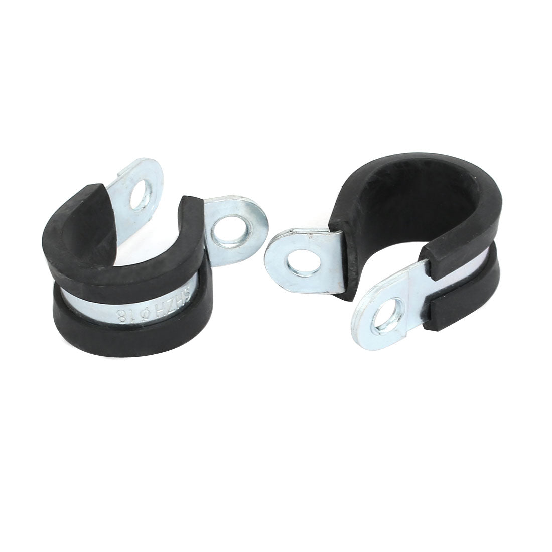 Harfington 18mm Dia EPDM Lined R Shaped Zinc Plated Stainless Steel Pipe Clip Cable Clamp 10pcs