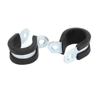 Harfington 18mm Dia EPDM Lined R Shaped Zinc Plated Stainless Steel Pipe Clip Cable Clamp 10pcs