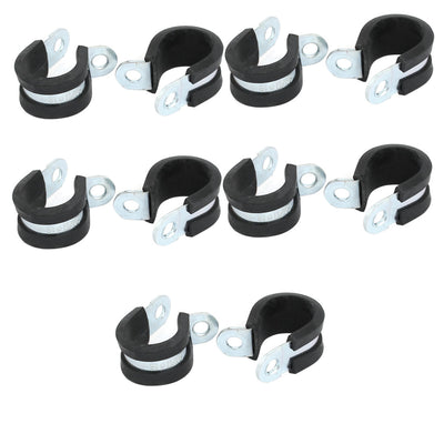 Harfington 18mm Dia EPDM Lined R Shaped Zinc Plated Stainless Steel Pipe Clip Cable Clamp 10pcs