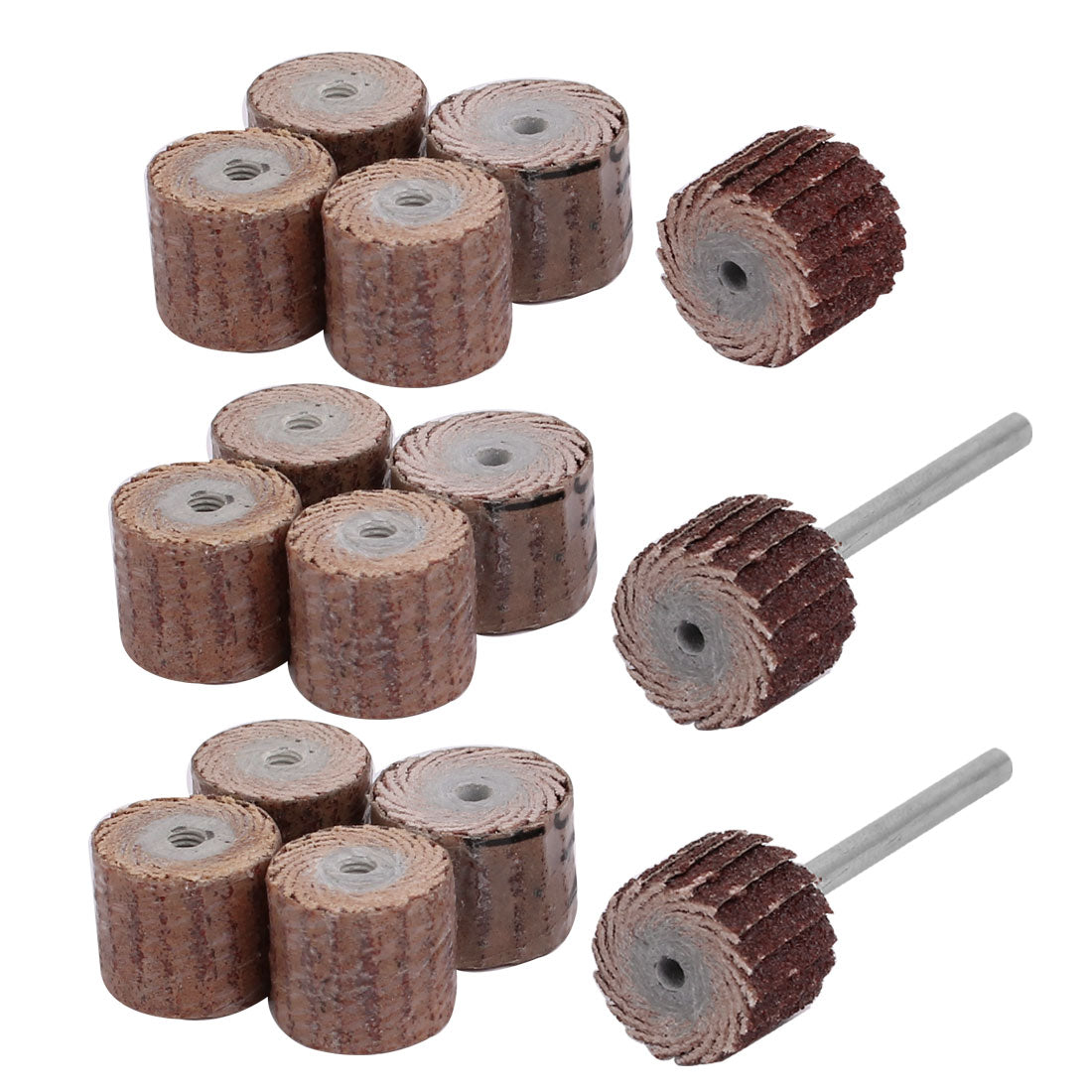 Harfington 15pcs 13mm Dia 120 Grit Sandpaper Flap Sanding Wheel Grinding Head w Mandrels