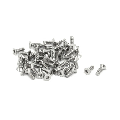 Harfington M2x6mm 304 Stainless Steel Flat Head Torx Drive Type Screw Silver Tone 50pcs