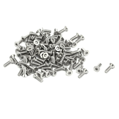 Harfington M2x6mm 304 Stainless Steel Flat Head Torx Drive Type Screw Silver Tone 100pcs