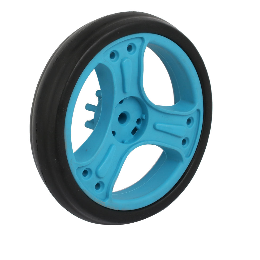 Harfington 150mm Dia Plastic Single Wheel Pulley Rolling Roller Black Blue 4pcs