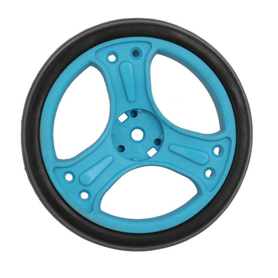 Harfington 150mm Dia Plastic Single Wheel Pulley Rolling Roller Black Blue 4pcs