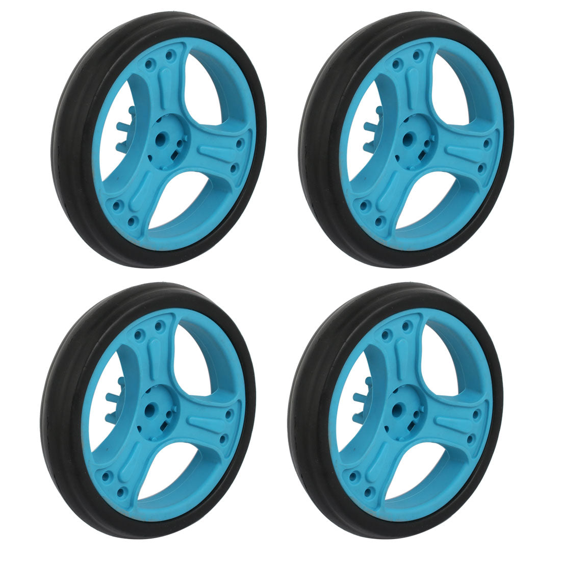 Harfington 150mm Dia Plastic Single Wheel Pulley Rolling Roller Black Blue 4pcs