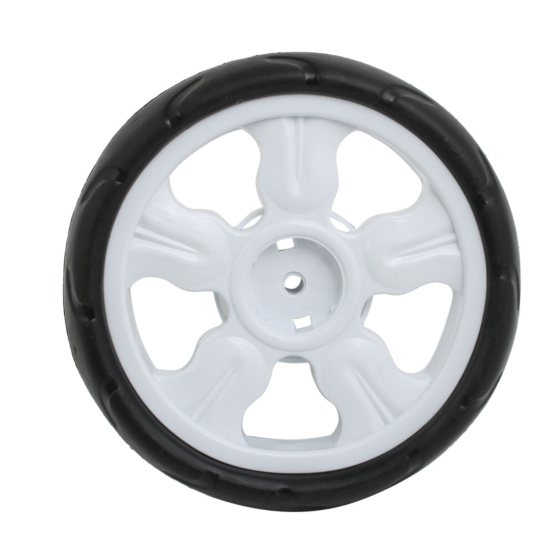 Harfington 190mm Diameter Plastic Single Wheel Pulley Rolling Roller White 8x25mm