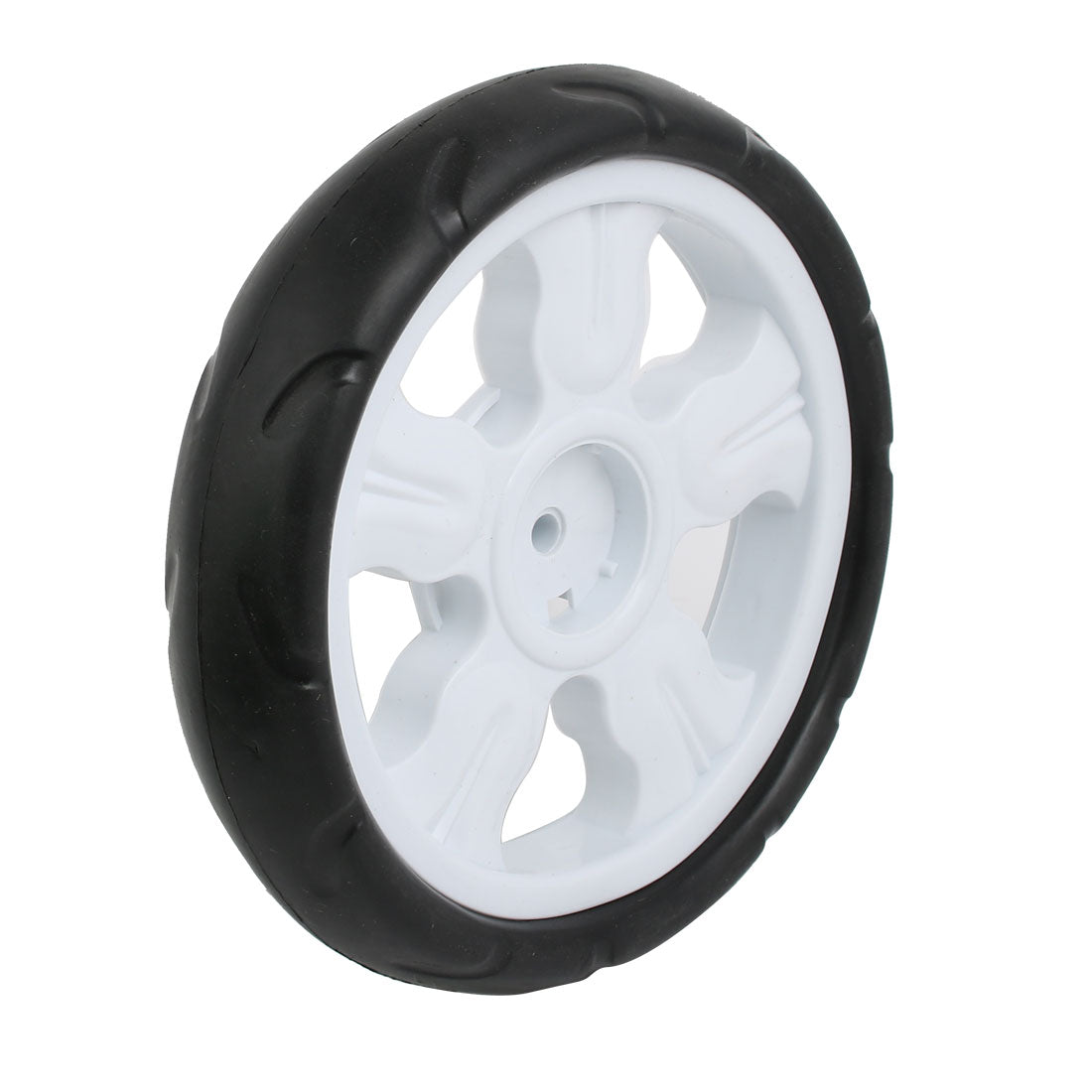 Harfington 190mm Diameter Plastic Single Wheel Pulley Rolling Roller White 8x25mm